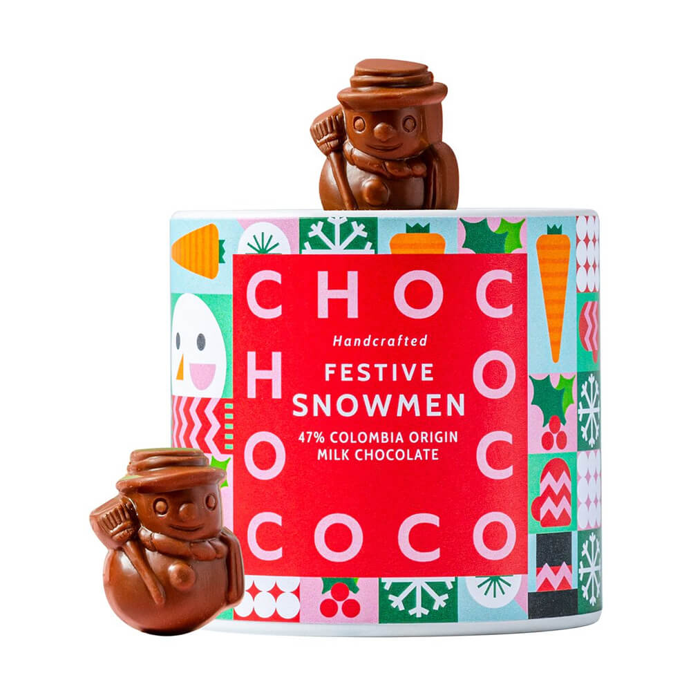 Chococo 47% Colombian Milk Chocolate Mini Snowmen Tube 100g